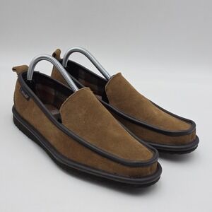 LB EVANS Vernan Moc Toe Slipper House Shoe Mens Size 8.5 M Suede Leather Trim
